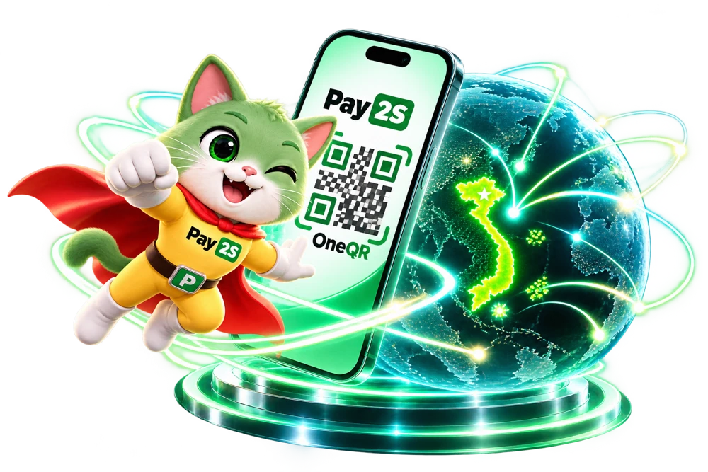 Minh họa OneQR Pay2S kết nối thanh toán xuyên biên giới