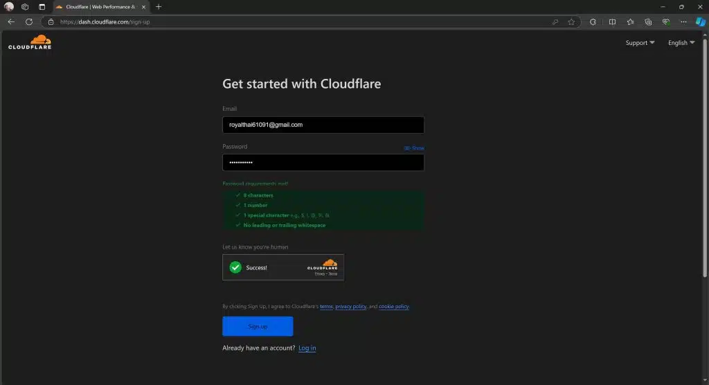 Đăng ký tài khoản Cloudflare