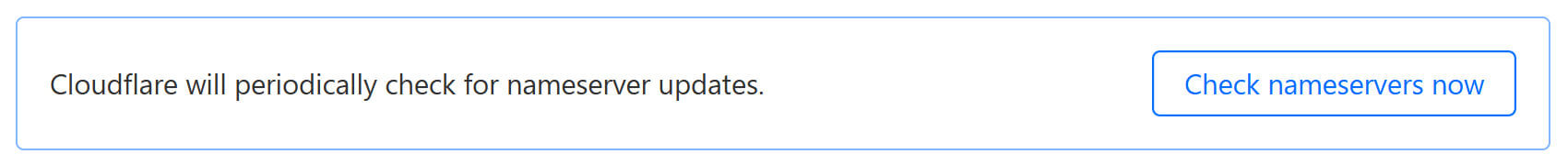 Check nameservers now Cloudflare